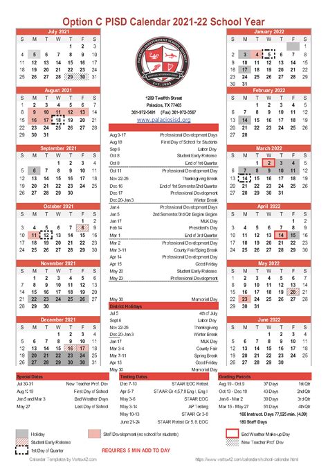 Pisd 2021 22 Calendar